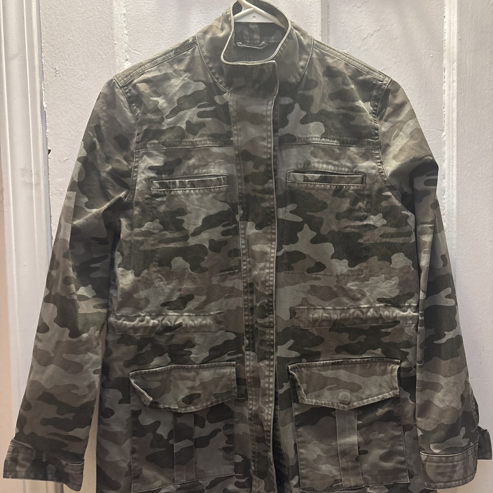 Universal Thread Military Utility Jacket Women's S Camo Snap Button Front .